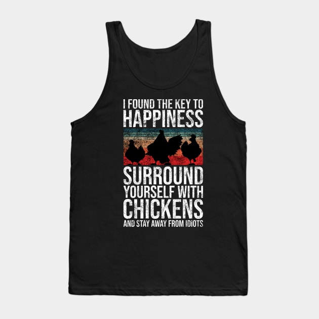I Found The Key To Happiness Surround Yourself With Chickens and Stay Away From Idiots Tank Top by Rishirt